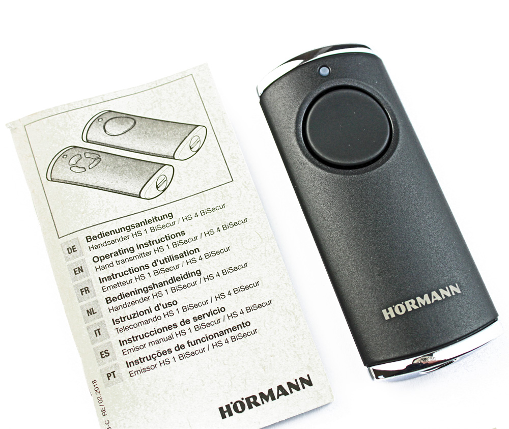 Hörmann Handsender HS 1 BS (1‑Taste), schwarz/chrom 868 MHz BiSecur für Antriebe BILD 2