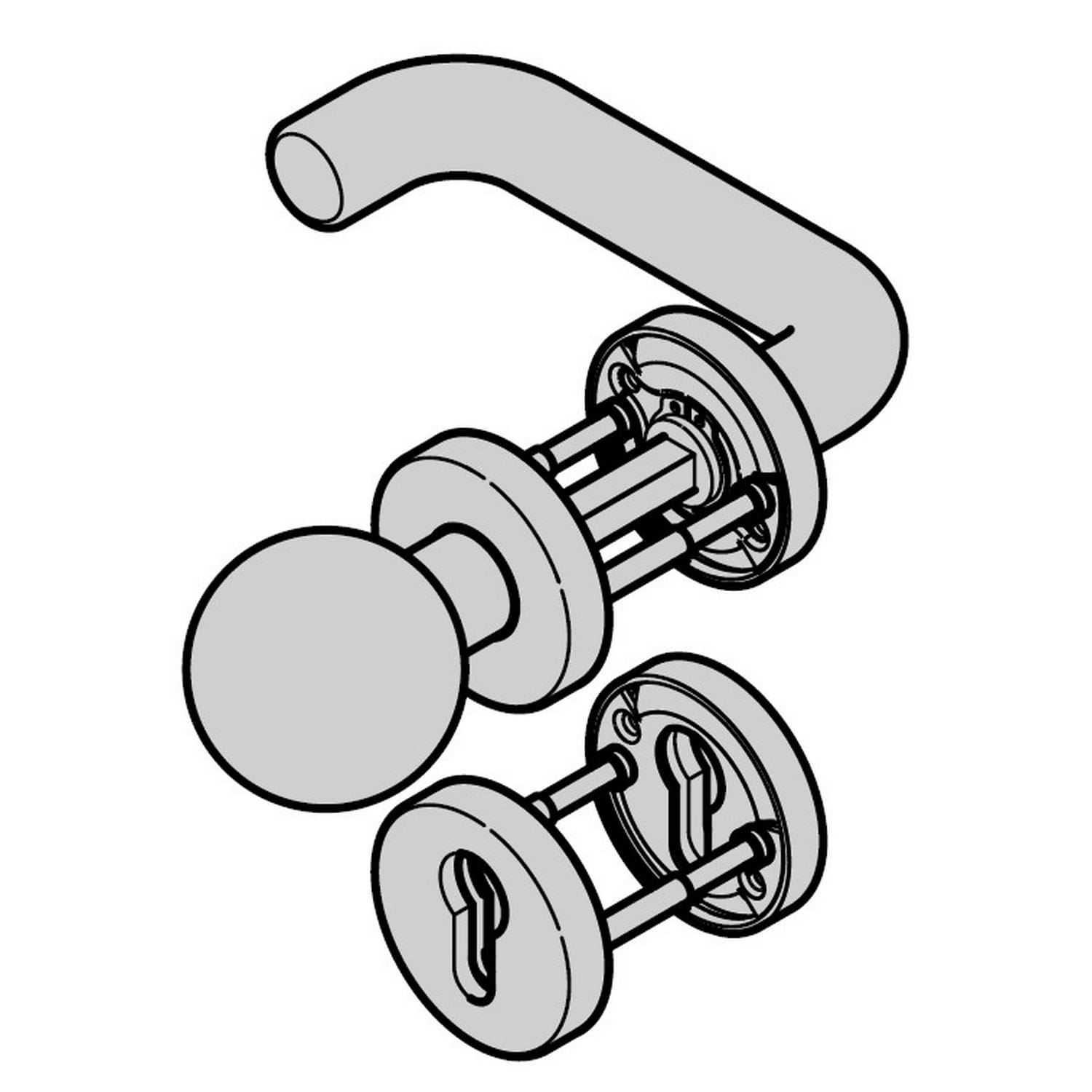 Hörmann Wechselgarnitur FSB mit Knopf (FS) Links Rosette PZ, Aluminium BILD 1