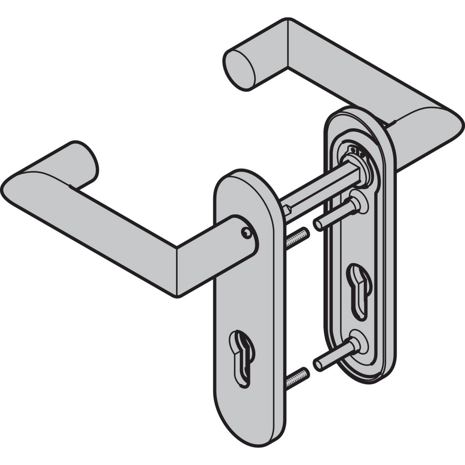 Hörmann Drückergarnitur D-310 (FS) Kurzschild PZ, Edelstahl, matt BILD 1