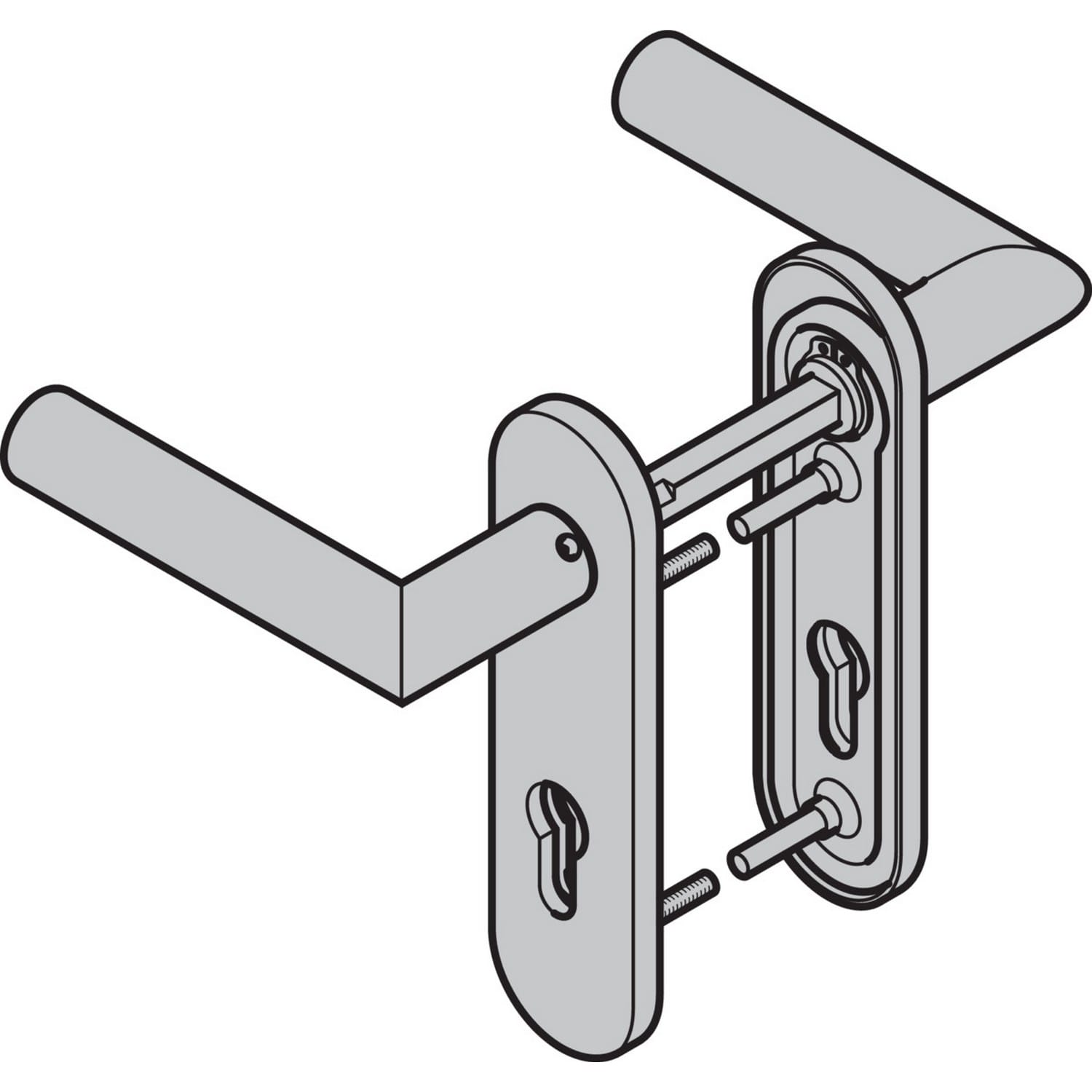 Hörmann Drückergarnitur D-310 (FS) Kurzschild PZ, Edelstahl, matt BILD 1
