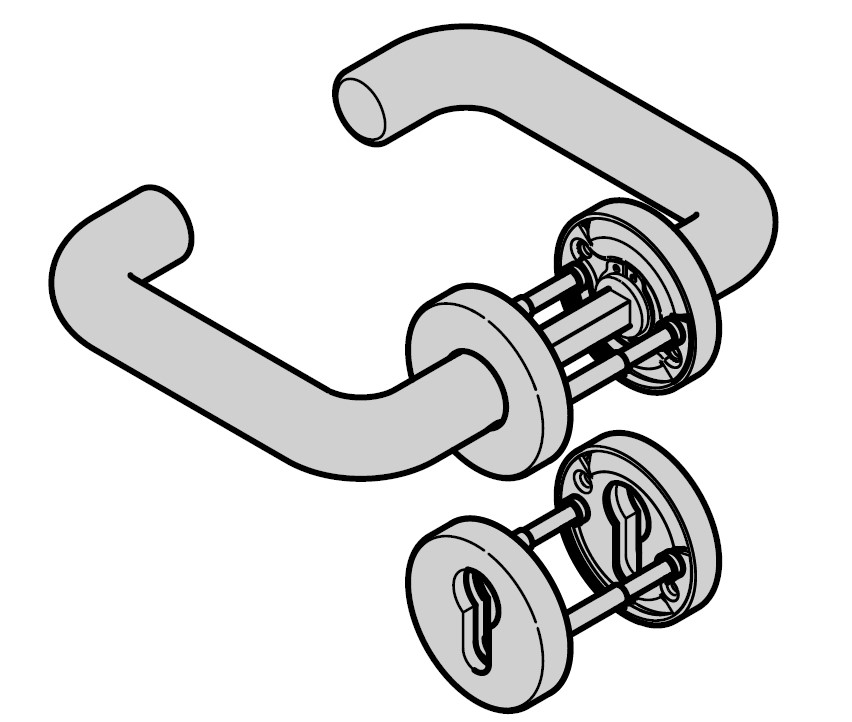 Hörmann Panikgarnitur FSB Typ 1070 (FS) Rosette PZ, Aluminium, Naturton BILD 1