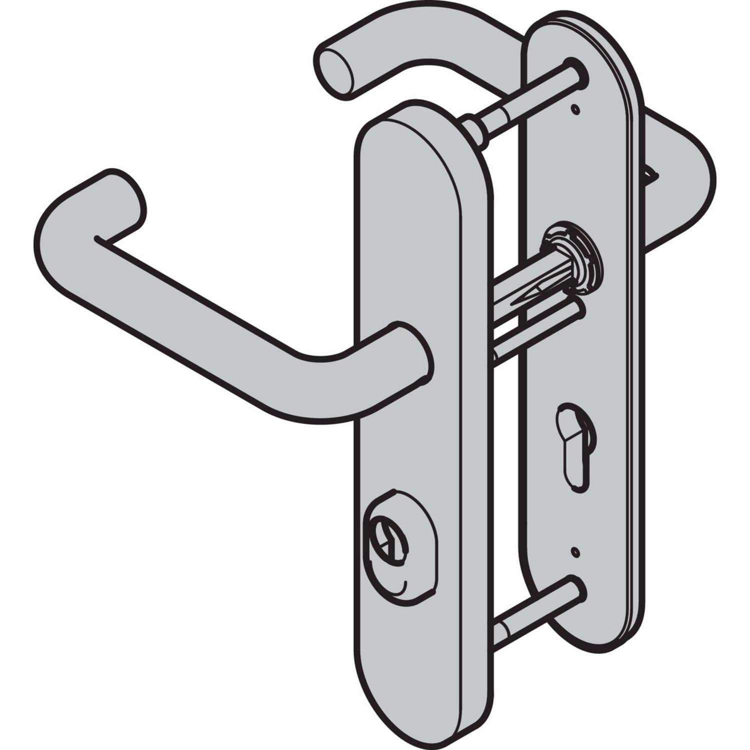 Hörmann Sicherheits-Drückergarnitur ES 3 (FS) Langschild PZ, Aluminium BILD 1